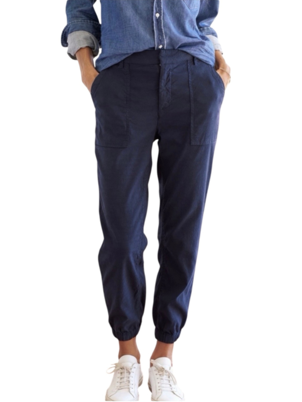 FRANK & EILEEN Jameson Flax LINEN Cotton High Rise Ankle Utility Joggers Sz 12